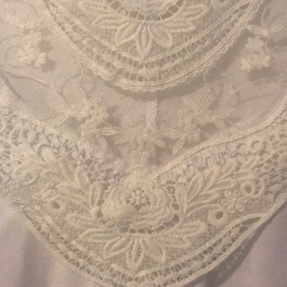 White Lace-Yoke Bishop Sleeve Top - Picture 6 of 6